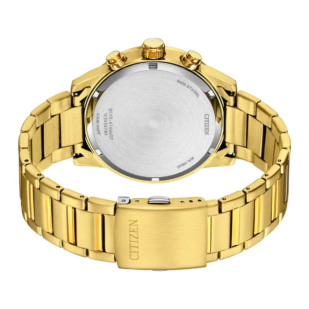 Citizen Quartz Chronograph AN3682-54E Black Dial Gold-Tone 44mm Stainless Steel Men's Watch