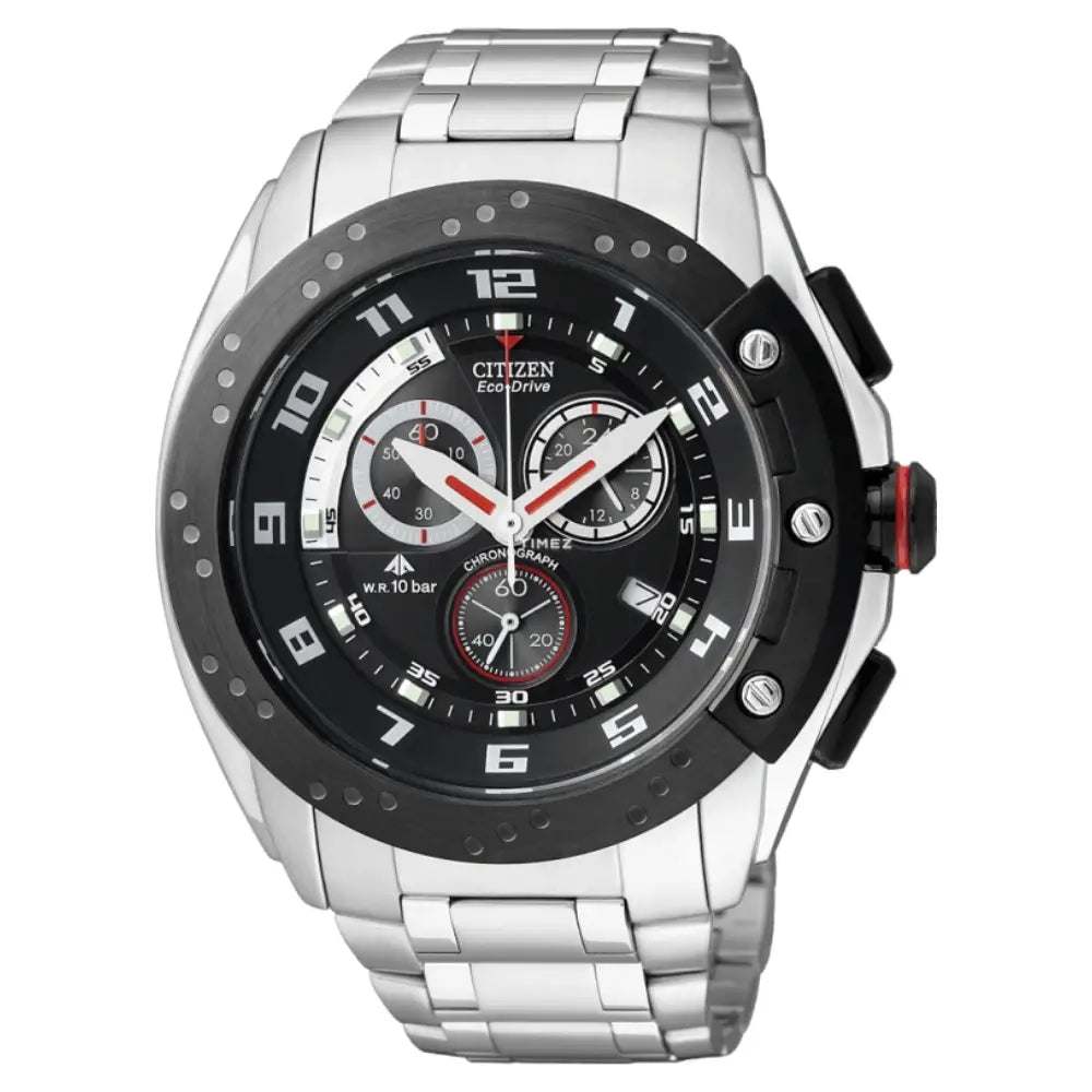 Citizen Eco-Drive Chronograph AT0720-56E Black Dial Stainless Steel Men's Watch