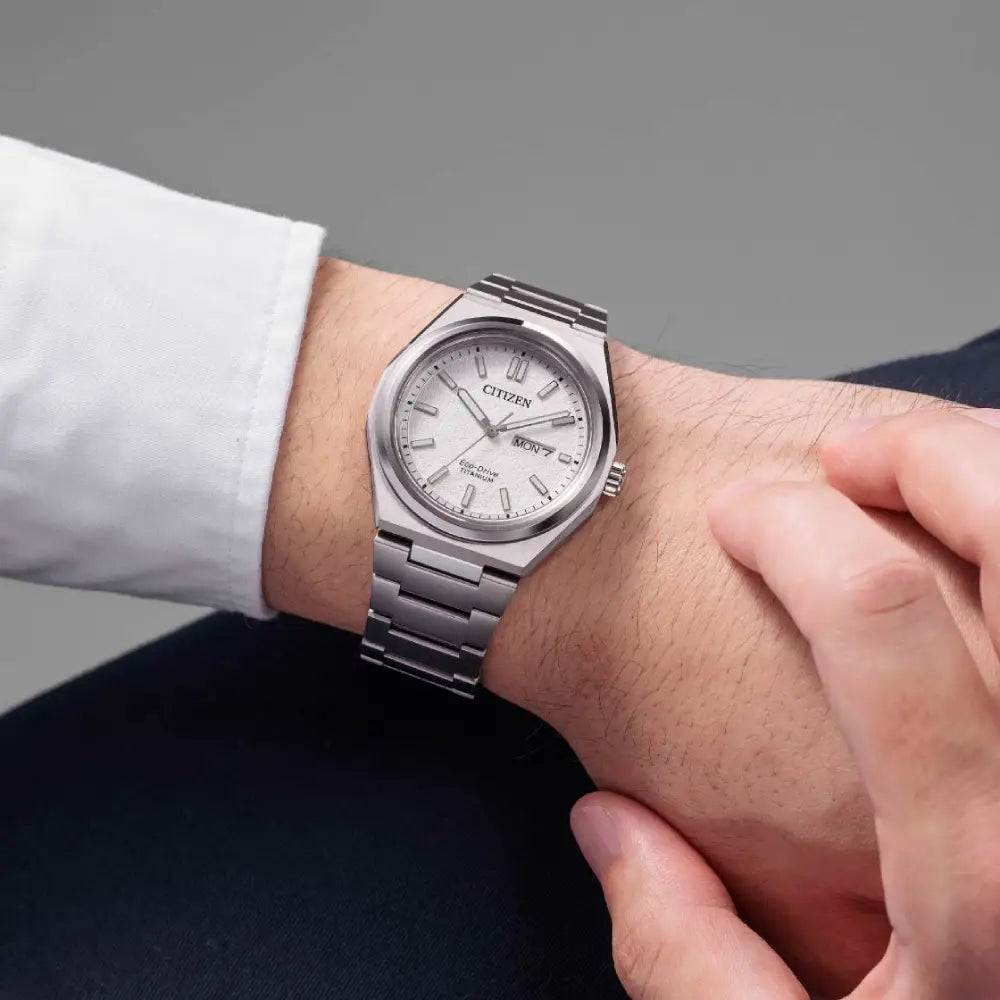 Citizen Eco-Drive AW0130-85A White Dial Titanium Men'sWatch