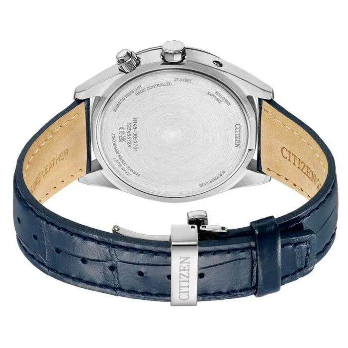 Citizen Radio-Controlled Eco-Drive CB0270-10A White Dial 43mm Leather Strap Men's Watch