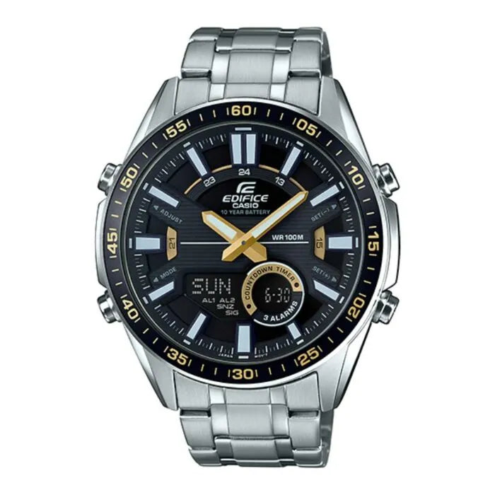 Casio Edifice Analog-Digital EFV-C100D-1BVDF Black Dial 46.6mm Stainless Steel Men's Watch