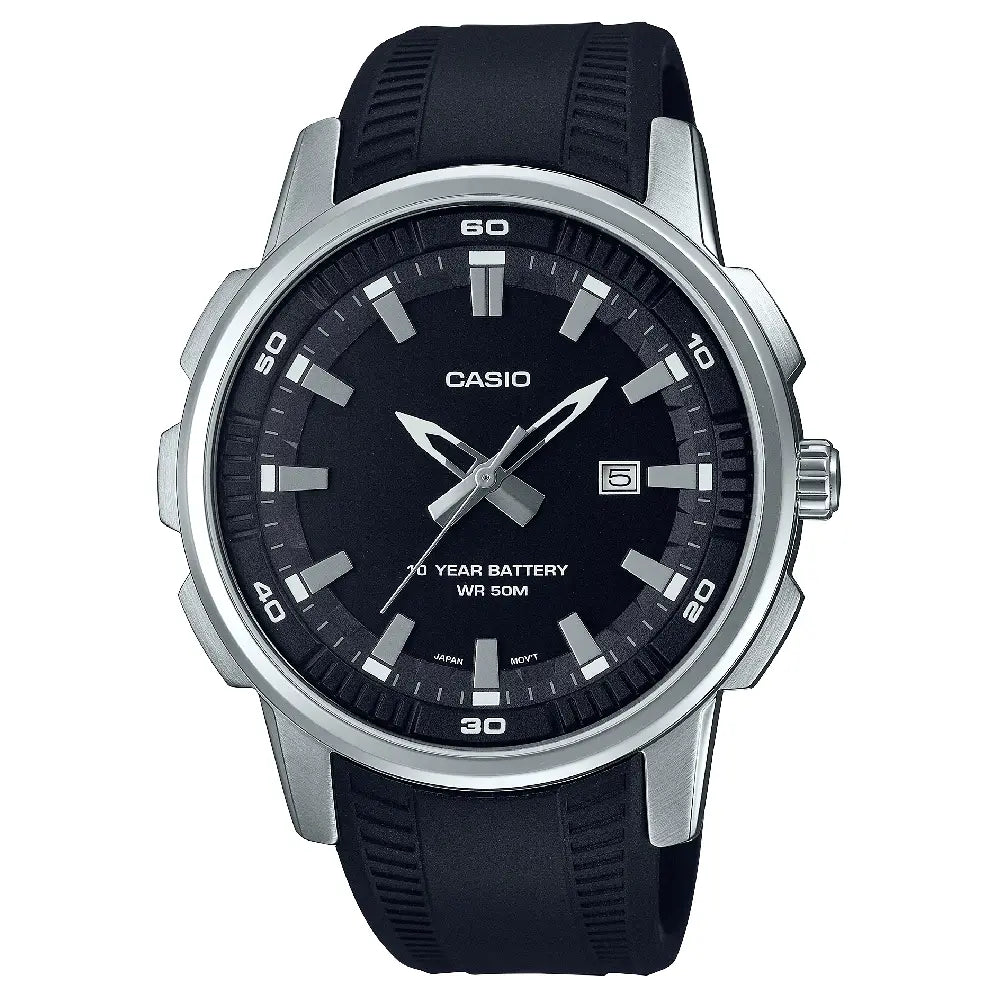 Casio Enticer MTP-E195-1AVDF Date Analog Black Dial Rubber Strap Men's Watch