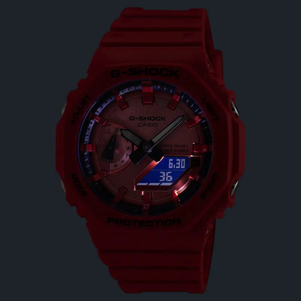 Casio G-Shock Iconic Red GA-2100RRB-4ADR Red Vapor Dial 45.4mm Resin Strap Men's Watch