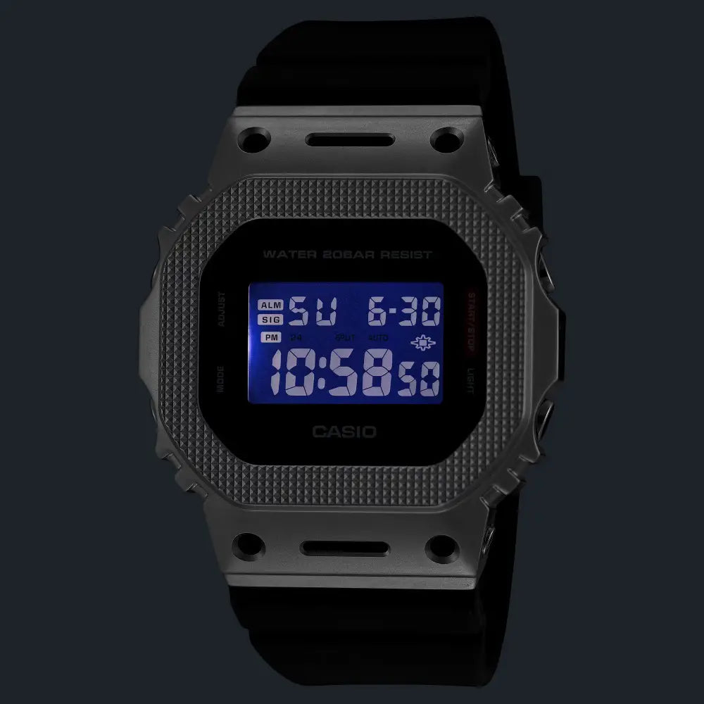 Casio G-Shock "Modern Industrial" Metal Covered GM-5600BM-1PR Black Dial 43.2mm Resin Strap Unisex Watch