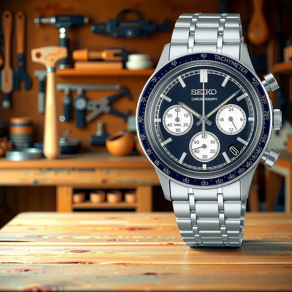 Seiko Essentials SSB477P1 Chronograph Quartz Blue Dial 38.7mm Stainless Steel Men's Watch