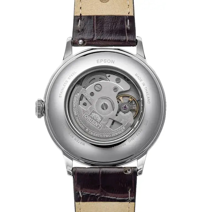 Orient Classic Bambino Automatic RA-AC0039Y Ivory Arabic Dial 40.5mm Leather Strap Men's Watch