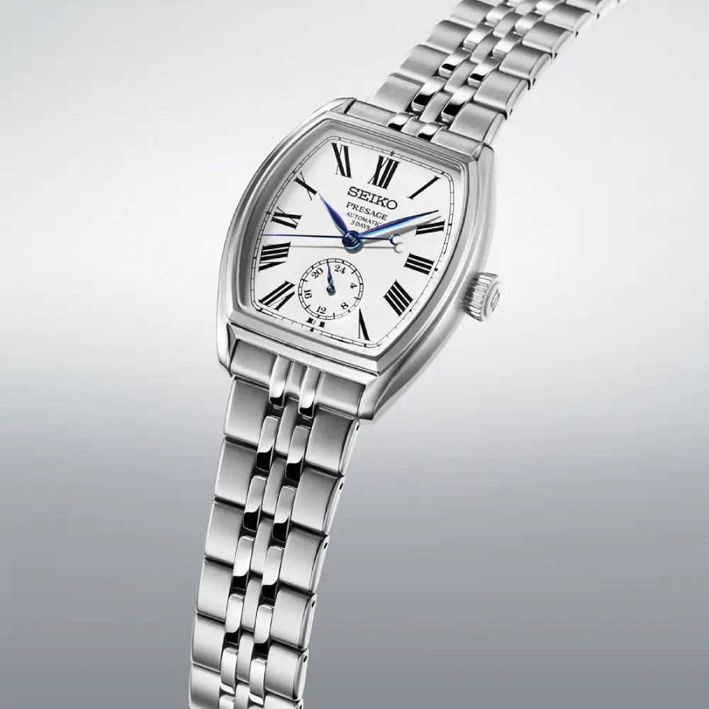 Seiko Presage SPB537 Tonneau Automatic White Dial 35.9mm Stainless Steel Men's Watch