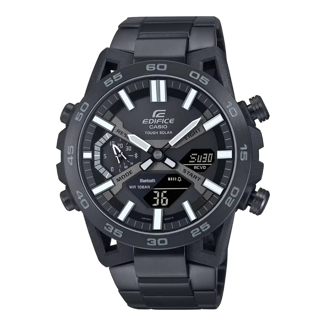 Casio Edifice Analog-Digital ECB-2000DC-1BDF Carbon Fiber Case, Black Dial 48.8mm Stainless Steel Men's Watch