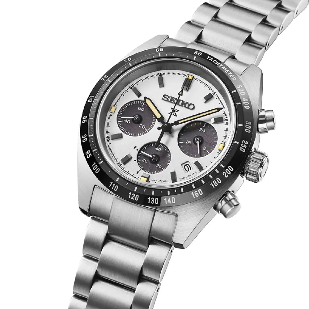 Seiko Prospex Speedtimer SSC961P1 Youngtimer "Seitona / Panda" Solar Chronograph White Dial 39mm Stainless Steel Men's Watch
