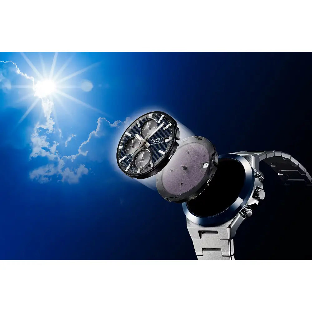 Casio Edifice EFS-S650D-2A "Emerald Blue" Ceramic Bezel Solar Blue Dial 40.9mm Stainless Steel Men's Watch