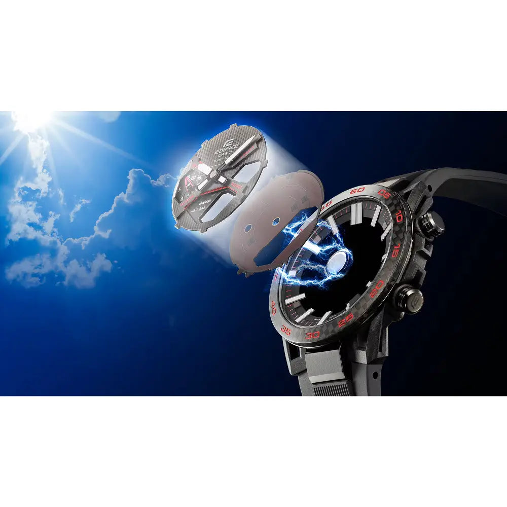 Casio Edifice Windflow ECB-2200RC-1A9 Black Dial Stainless Steel Men's Watch
