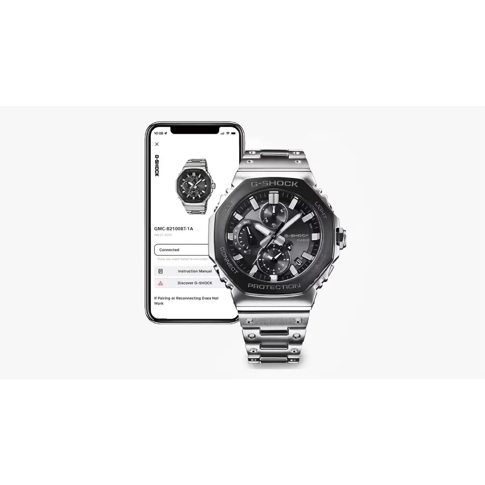 Casio G-Shock Full Metal CasiOak Chronograph GMC-B2100BT-1A Black Dial 46.3mm Stainless Steel Men's Watch