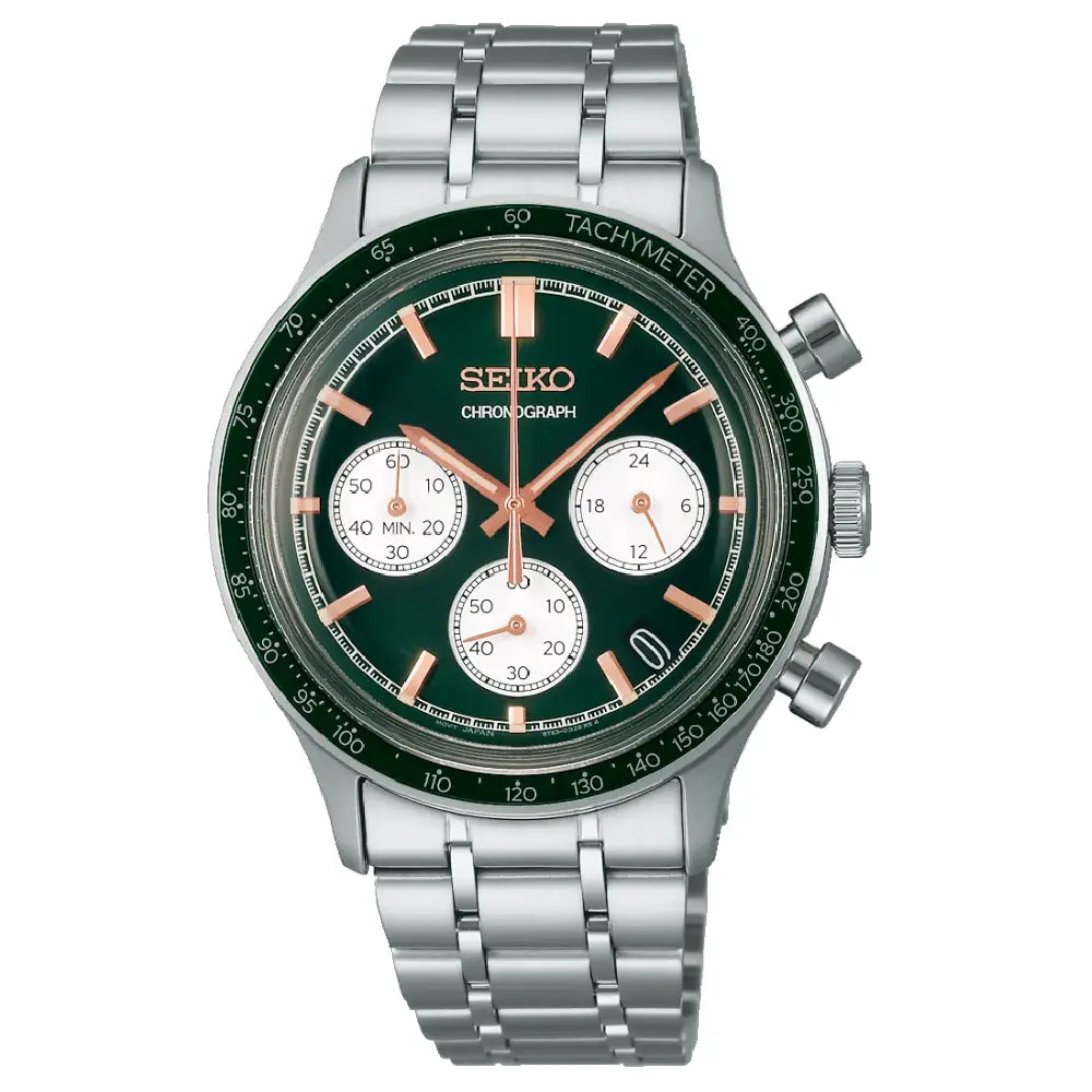Seiko Essentials SSB481P1 Chronograph Quartz Green Dial Stainless Steel Men's Watch