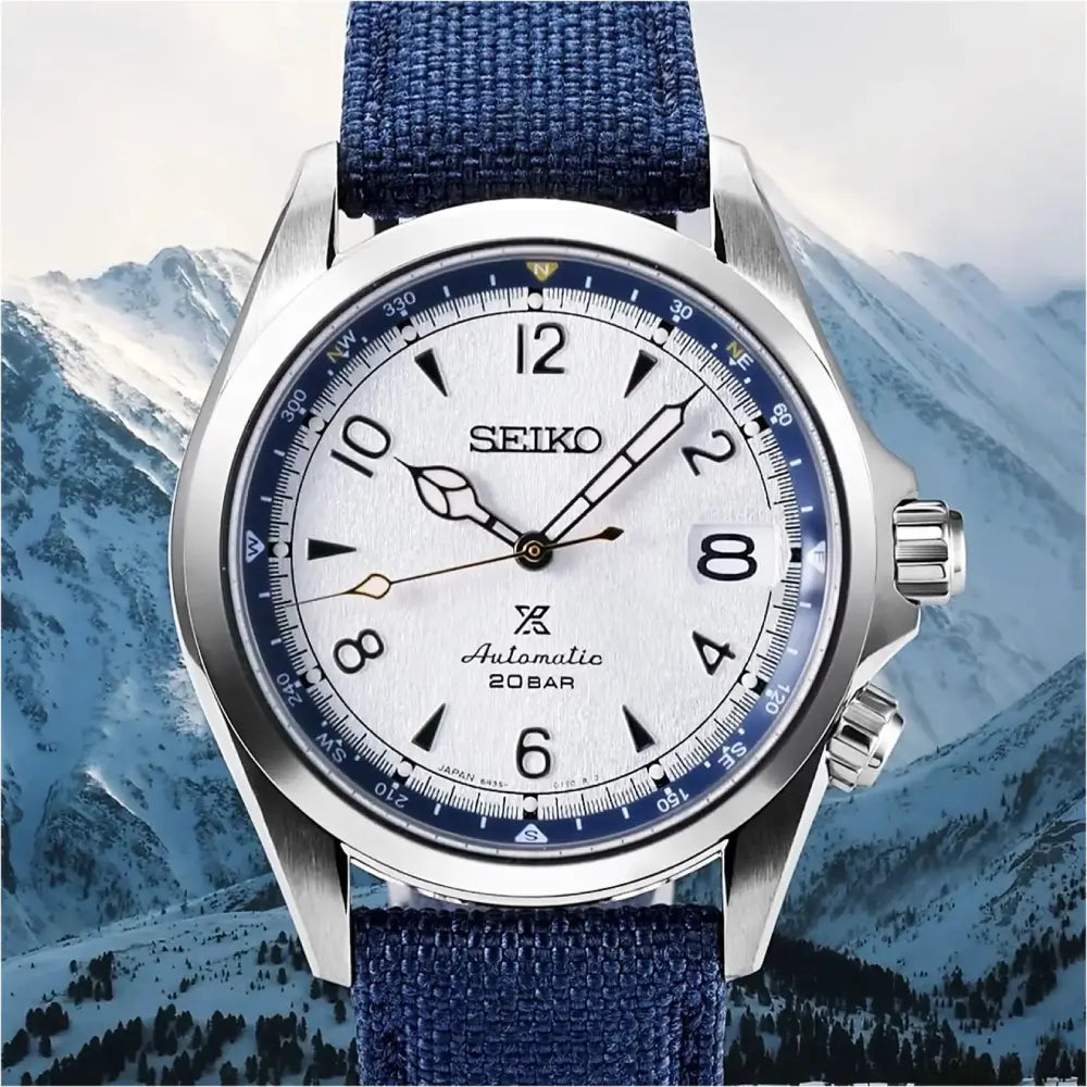 Seiko Prospex Alpinist SPB532J1 Automatic Limited Edition "Snowflake Alpinist" (800 Pieces) Silver Textured Dial 39.5mm Blue Nylon Strap Men's Watch