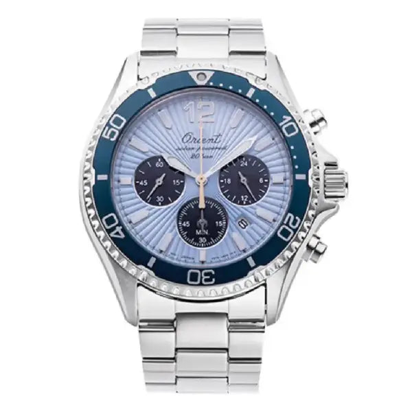 Orient Sports Solar Chronograph RA-TX0210L10B 75th Anniversary Blue Dial 42.8mm Stainless Steel Men's Man