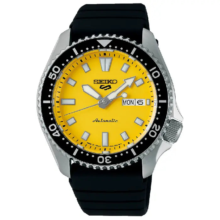 Seiko 5 Sports SKX Series SBSA307 (SRPL87) Yellow Dial 42.5mm Silicone Strap Men's Watch