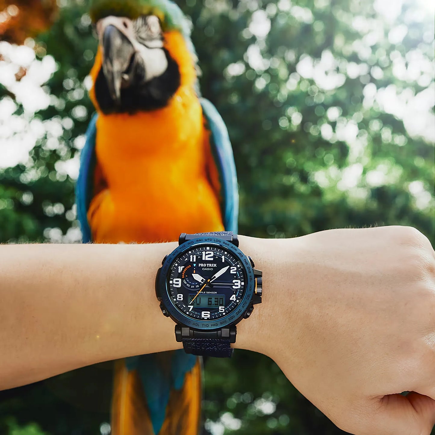 Casio- Pro Trek Climber Line PRG-601YB-2DR Blue Dial 51.5mm Recycled Fabric Strap Men's Watch