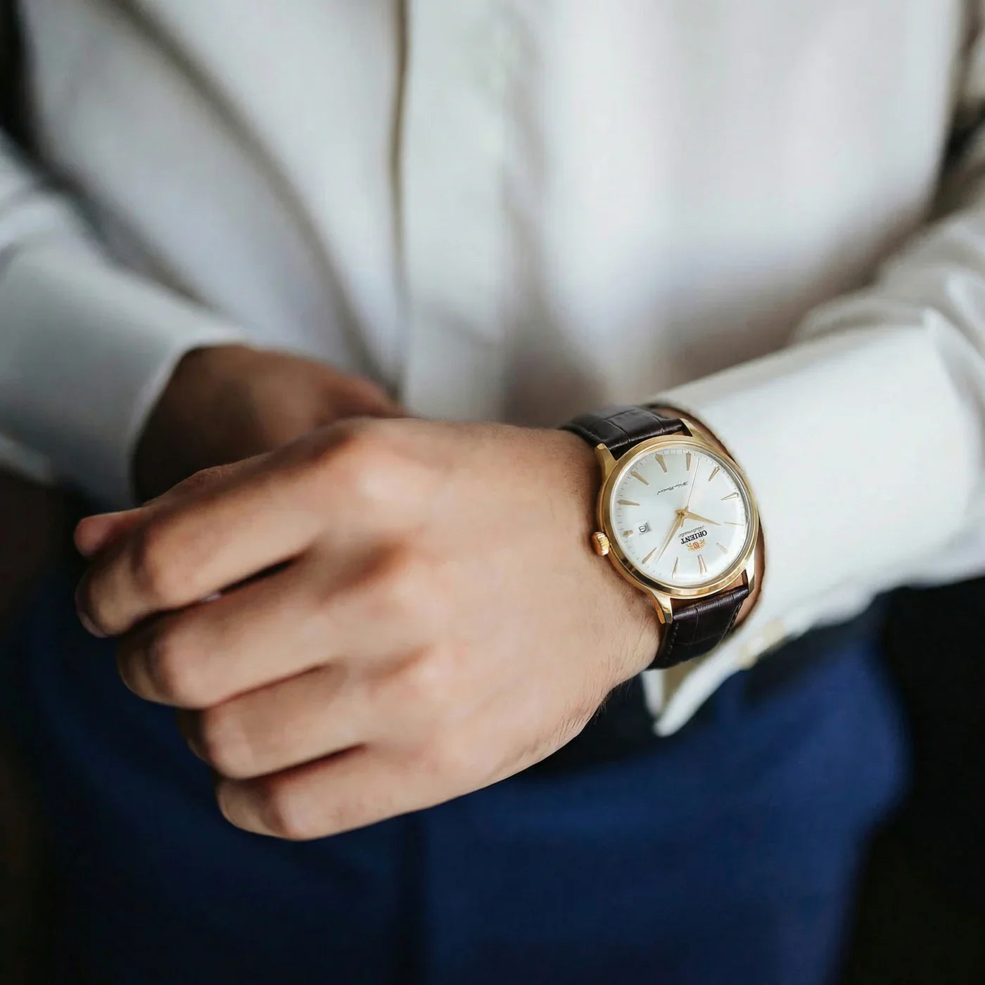 Orient Classic Bambino Automatic RA-AC0028S White Dial 40.5mm Leather Strap Men's Watch