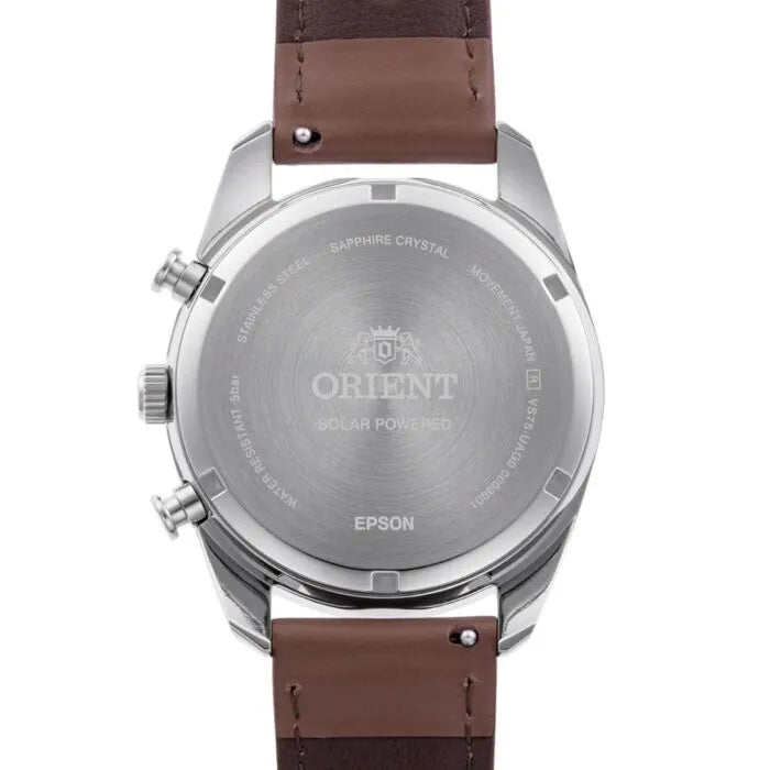 Orient RA-TX0306S Solar Chronograph Panda Dial Leather Strap Men's Watch