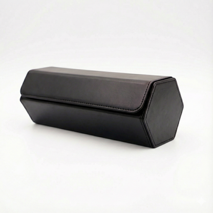 Hexagonal Premium Leather Watch Roll - 3 Slots