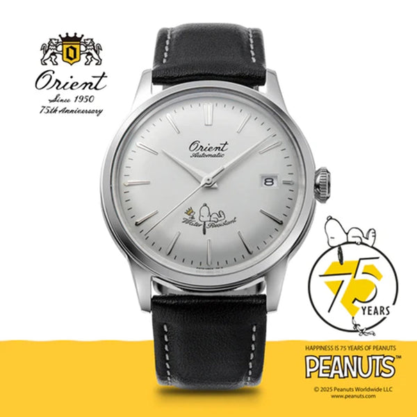 Orient x Peanuts Bambino Automatic RA-AC0M16S30B White Dial 38.4mm Leather Strap Men's Watch