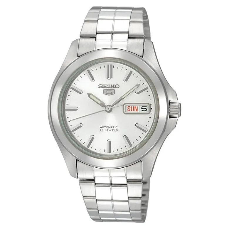 Seiko 5 SNKK87K1 Rare 21 Jewels Automatic Silver Dial Stainless Steel Men's Watch