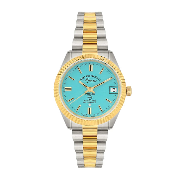 West End The Classics Automatic 6858.20.3337Y Turquoise Dial & Two-Tone Stainless Steel Women's Watch