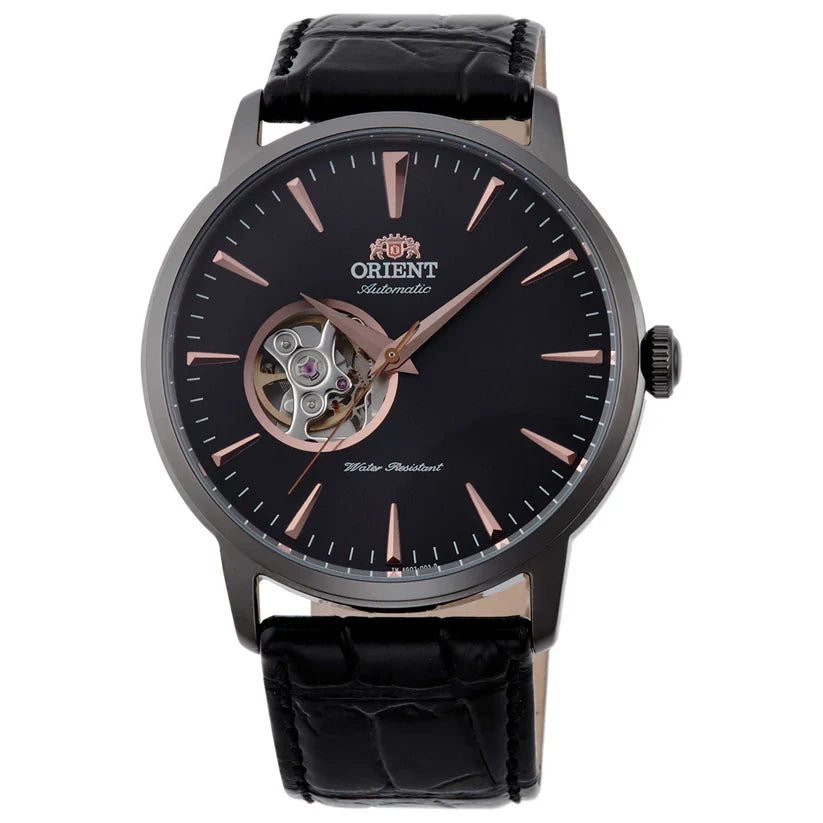 Orient Esteem II Open Heart TAG02001B0 Black Dial Leather Strap Men's Watch