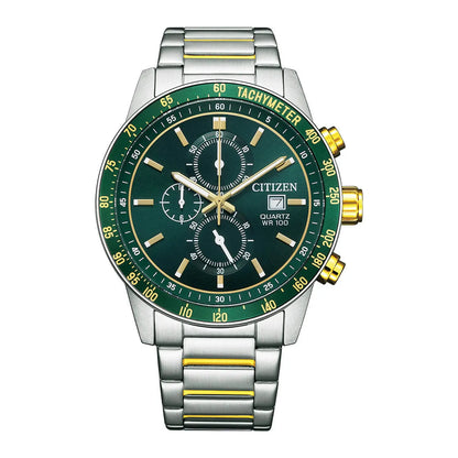 Citizen Quartz AN3689-55X Chronograph Green Dial 44mm Stainless Steel Men's Watch