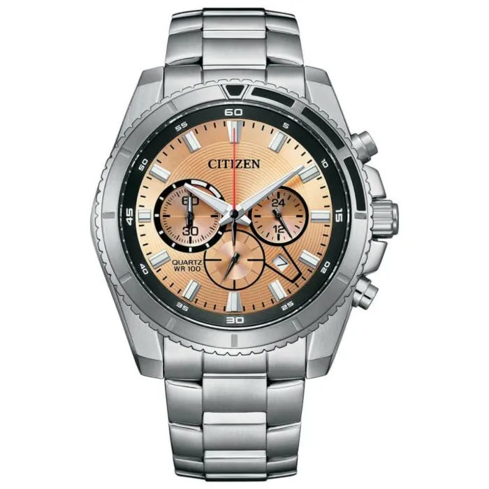 Citizen Quartz Chronograph AN8200-50X Peach Dial 46.4mm Stainless Steel Men's Watch