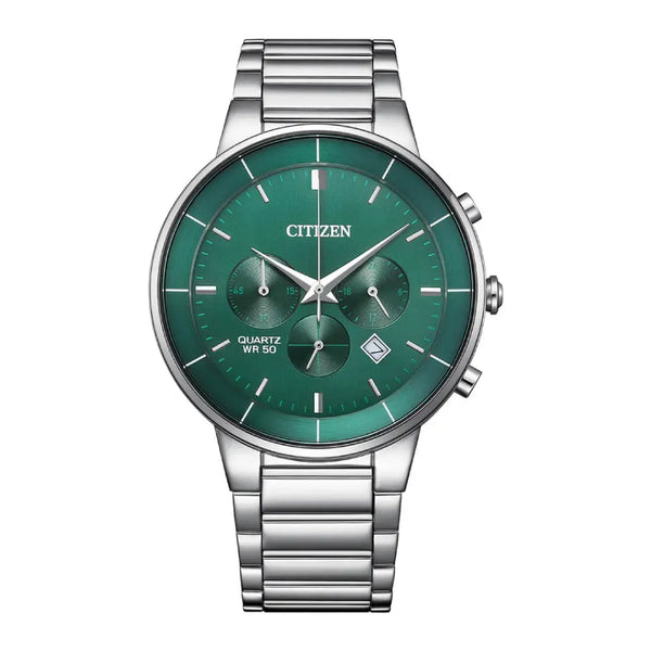 Citizen Quartz Chronograph AN8220-52X Green Dial Stainless Steel Men's Watch