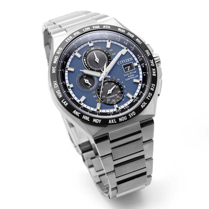 Citizen Eco-Drive Chronograph AT8238-84L Radio-Controlled Blue Dial 43.5mm Titanium Men's Watch