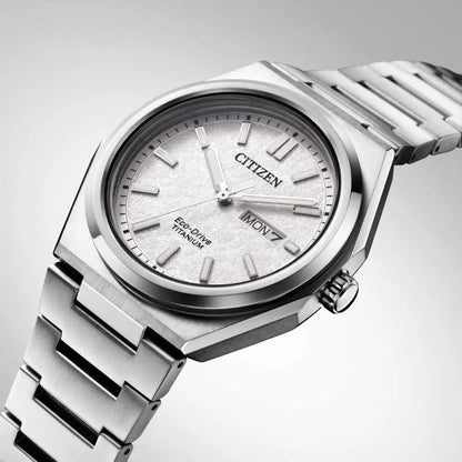 Citizen Eco-Drive AW0130-85A White Dial Titanium  Men'sWatch