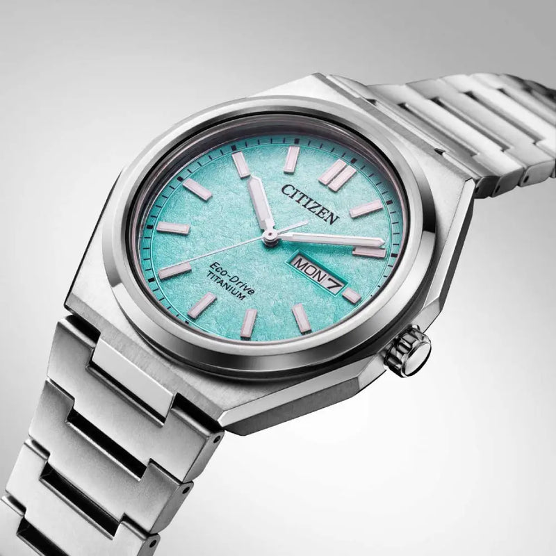 Citizen Eco-Drive AW0130-85M Green Dial Titanium  Men's Watch detail view