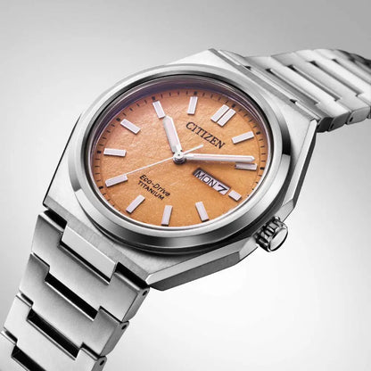 Citizen Eco-Drive AW0130-85Z Orange Dial 39.5mm Titanium  Men's Watch