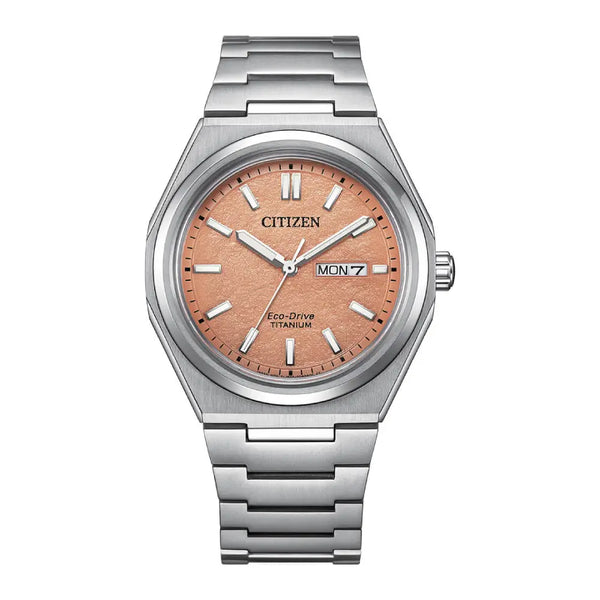 Citizen Eco-Drive AW0130-85Z Orange Dial 39.5mm Titanium  Men's Watch