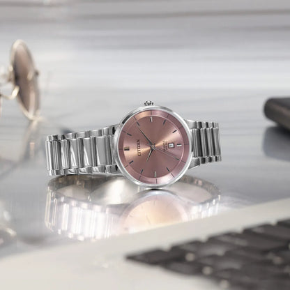 Citizen Quartz BI5120-51Z Analog Pink Dial 40mm Stainless Steel Men's Watch