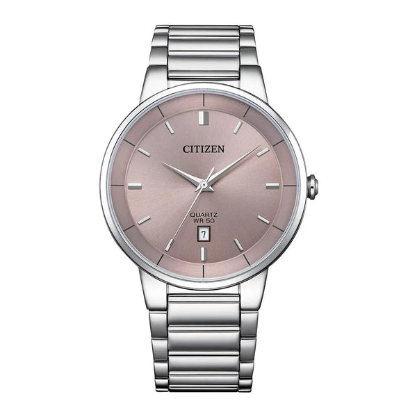 Citizen Quartz BI5120-51Z Analog Pink Dial 40mm Stainless Steel Men's Watch