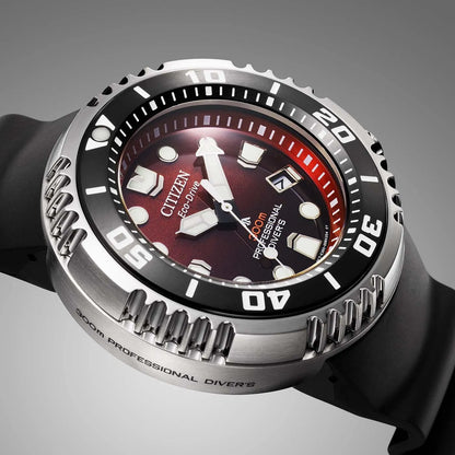 Citizen Promaster Marine Diver BN1024-01Z Eco-Drive 300M Saturation Diver Red Dial  Rubber Strap Men's Watch