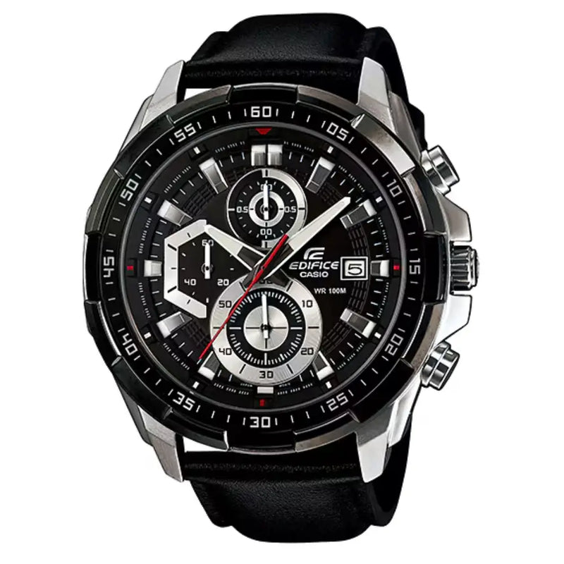 Casio Edifice EFR-539L-1AVUDF Black Dial Leather Band Men's Watch