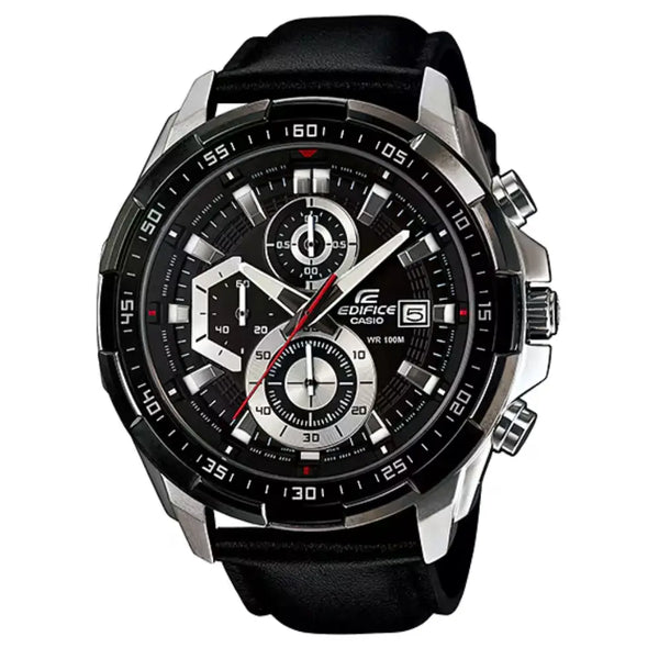 Casio Edifice EFR-539L-1AVUDF Black Dial Leather Band Men's Watch