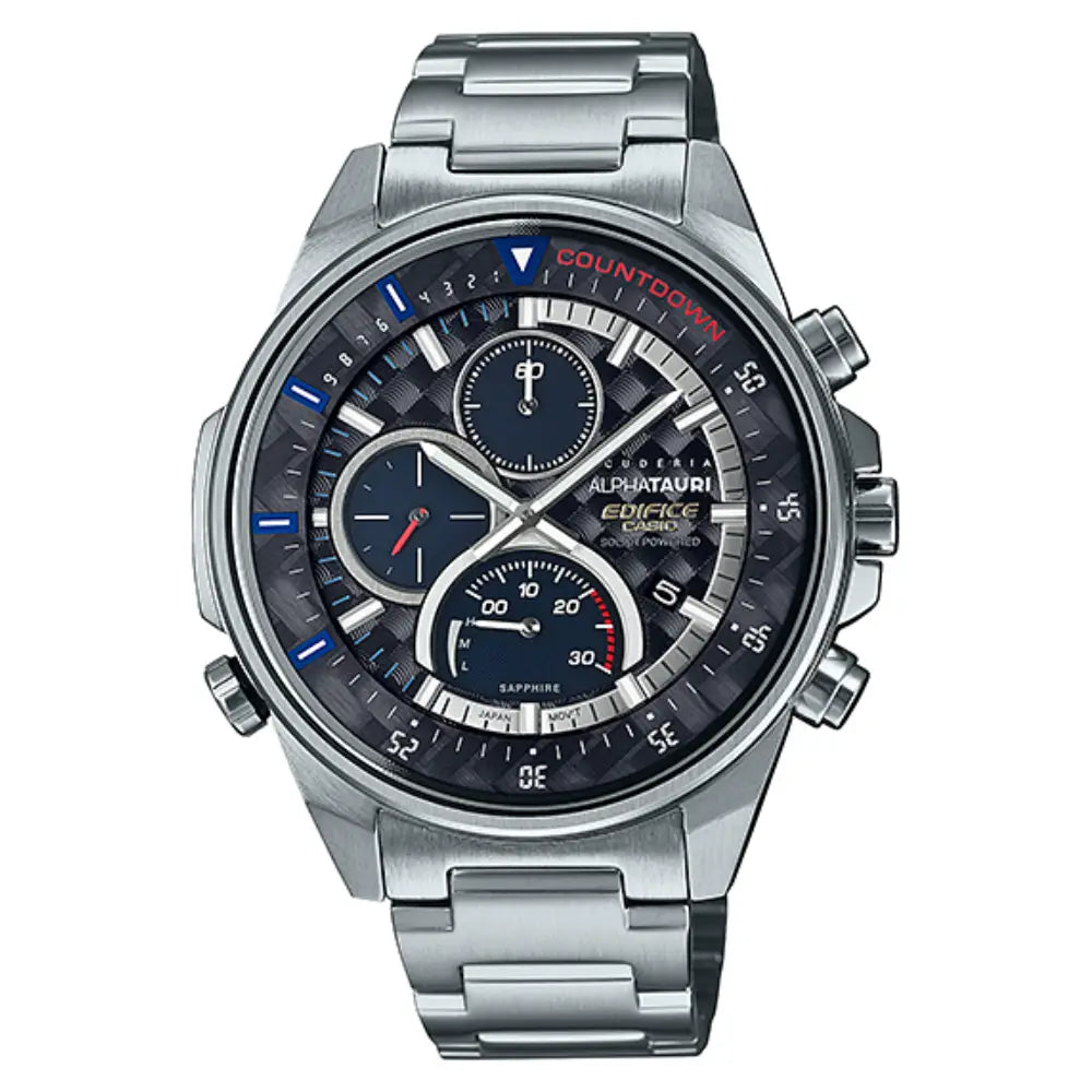 Casio Edifice Alpha Tauri Collaboration Chronograph EFS-S590AT-1ADR Black Dial Stainless Steel Men's Watch