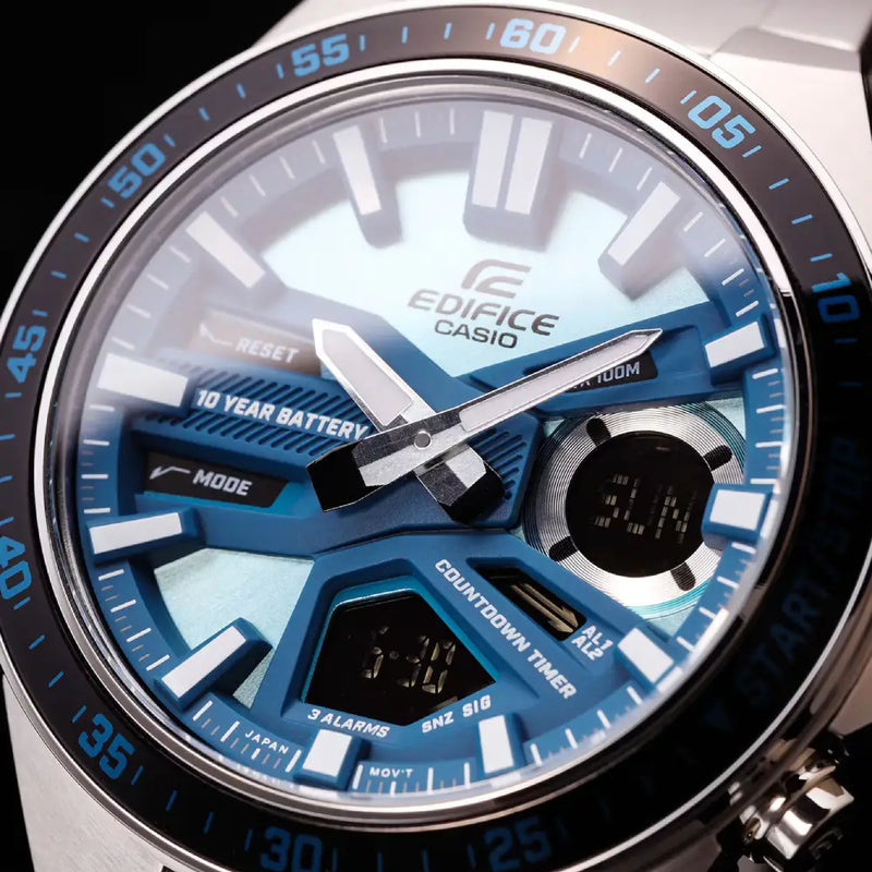 Casio Edifice Standard Chronograph EFV-C110D-2BDF Blue Dial Stainless Steel Men's Watch detail view