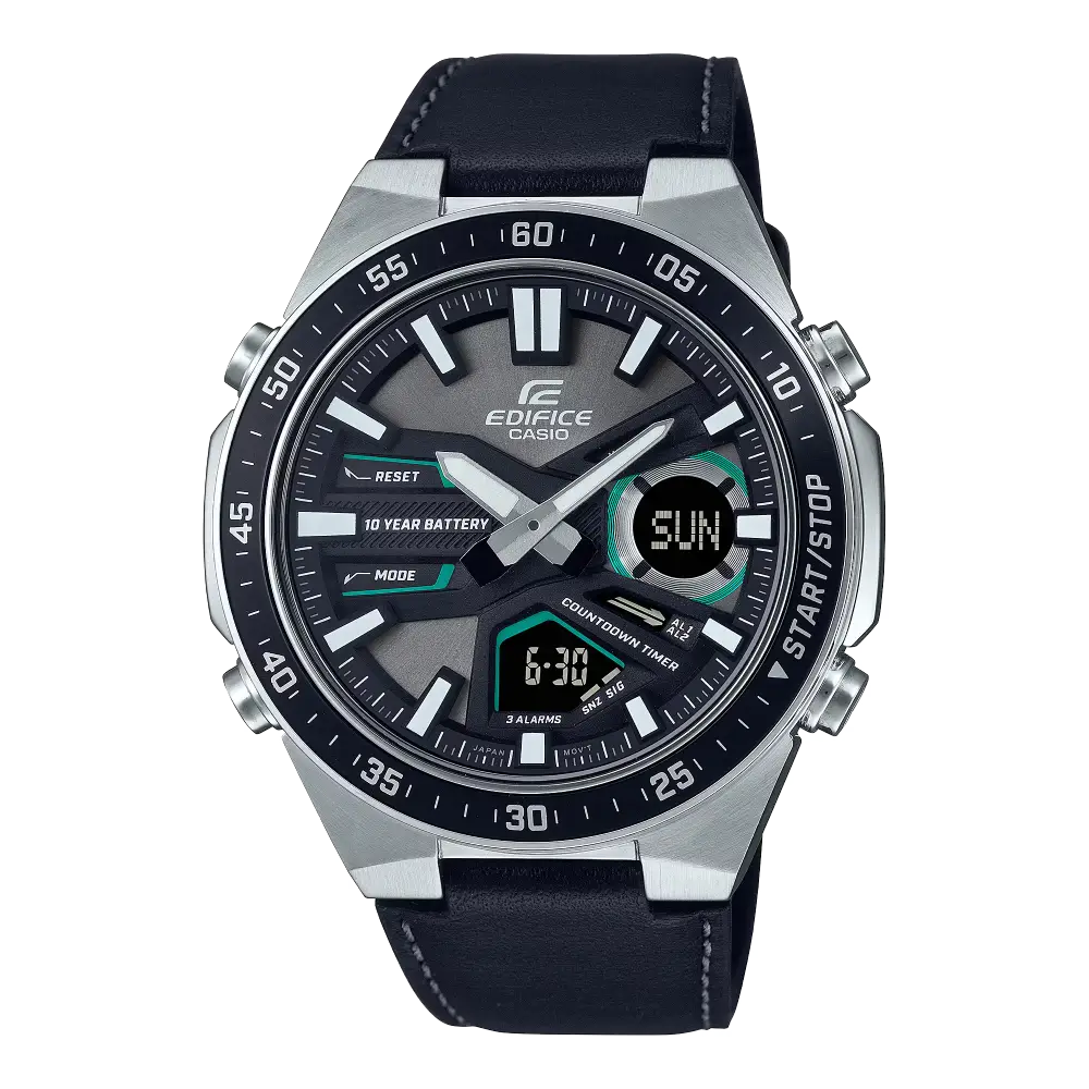 Casio Edifice EFV-C110L-1AVDF Black Dial Leather Band Men's Watch