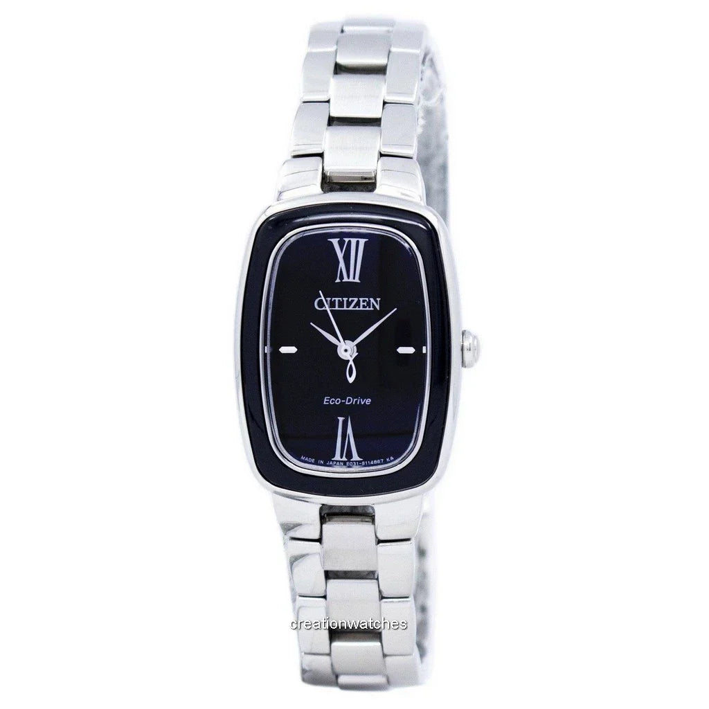 Citizen Eco-Drive EM0007-51E Elegance Black Dial 26mm Stainless Steel Women's Watch