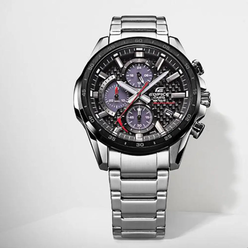 Casio Edifice Standard Chronograph EQS-900DB-1AVUDF Black Dial Stainless Steel Men's Watch detail view