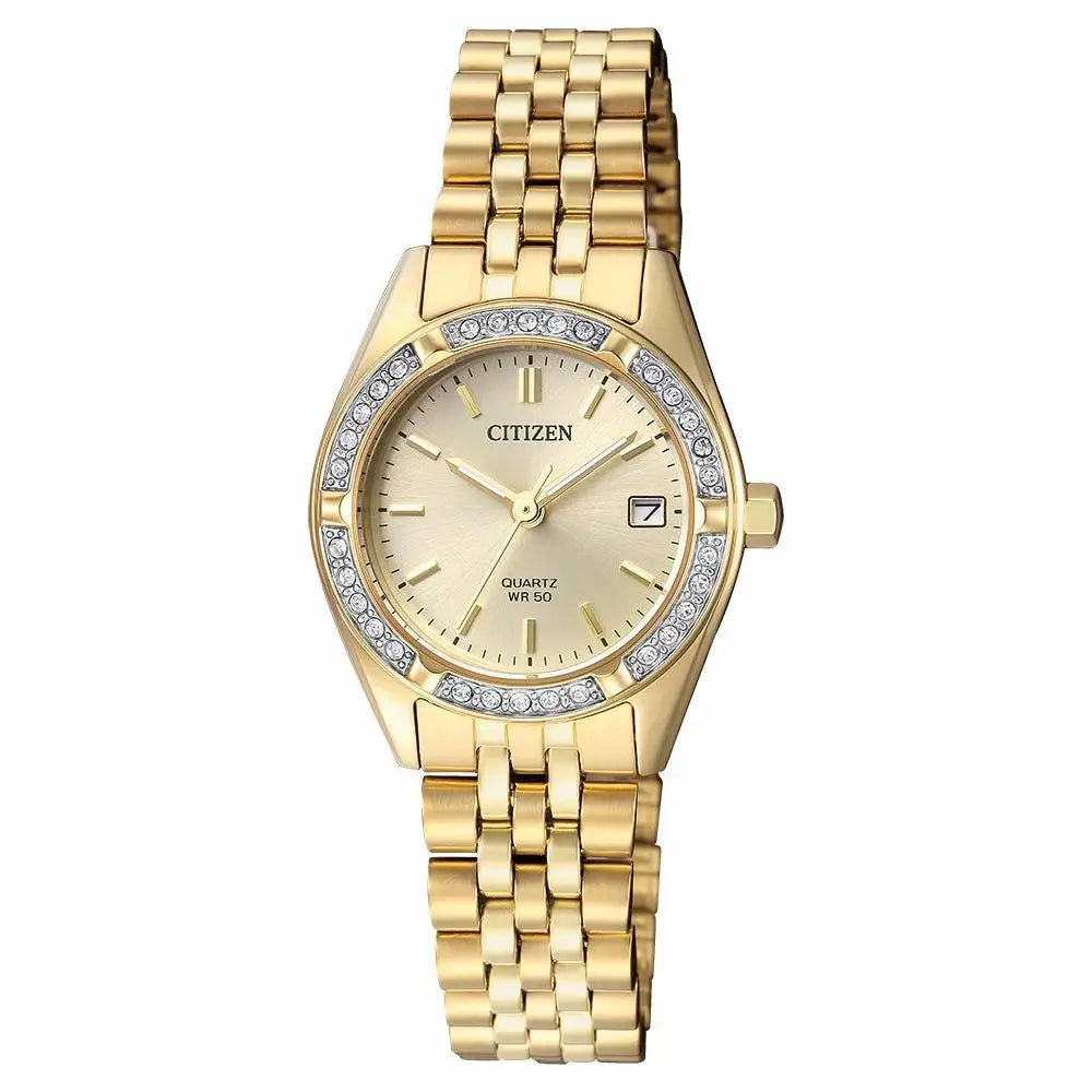Citizen Quartz EU6062-50P Champagne Dial Gold-Tone 26mm Stainless Steel Women's Watch