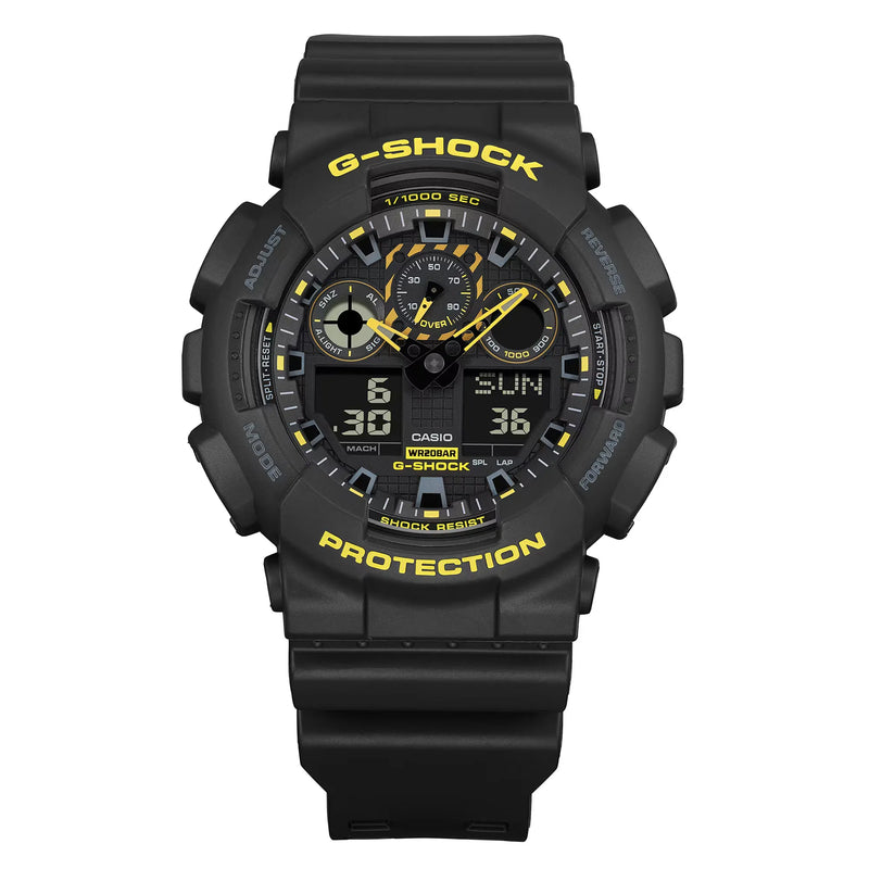 Casio G-Shock GA-100CY-1ADR Black Dial Resin Strap Men's Watch detail view