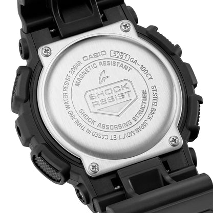 Casio G-Shock GA-100CY-1ADR Black Dial Resin Strap Men's Watch