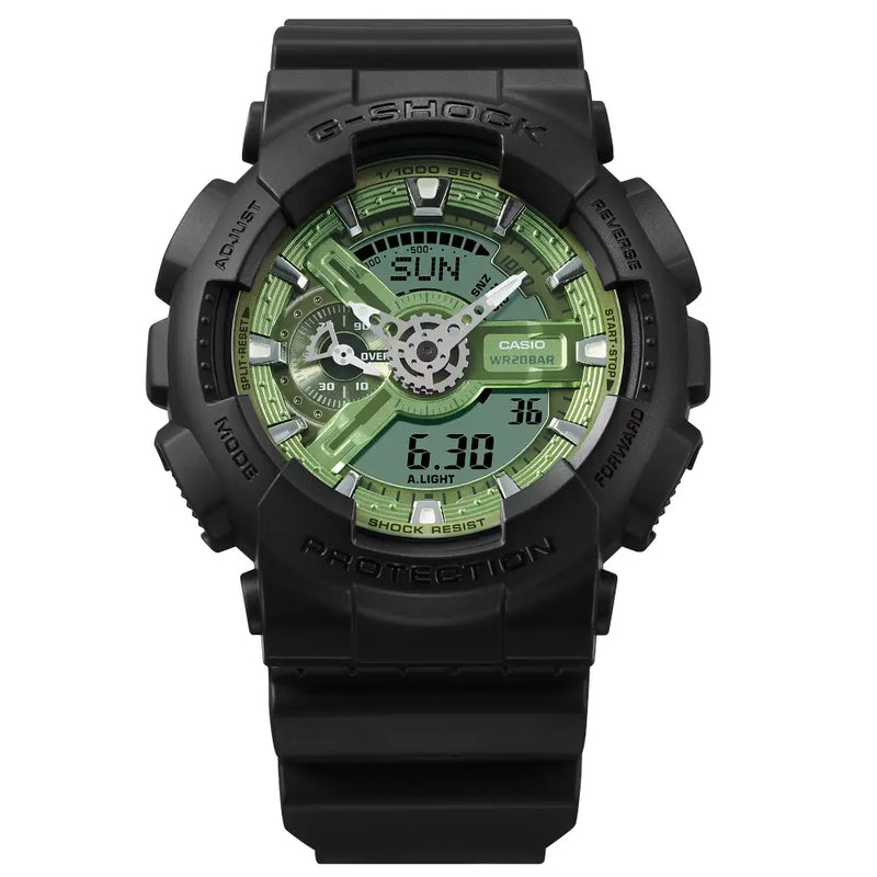 Casio G-Shock Analog Digital GA-110CD-1A3DR Green Dial Resin Men's Watch detail view